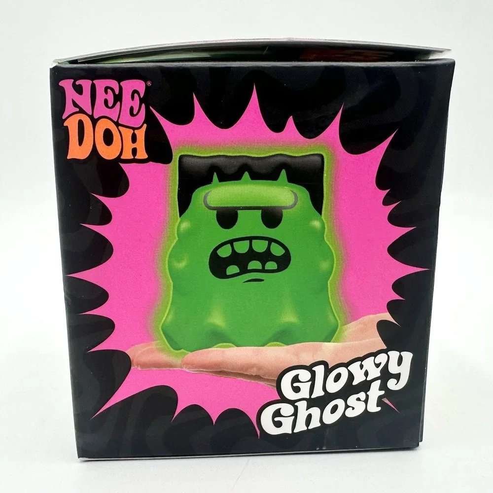 New Sealed NeeDoh Glowy Ghost Green Grumpy Halloween Glow In The Dark Schylling